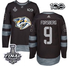 Pánské Dres Nashville Predators Filip Forsberg 9 2017 Stanley Cup Final 100th Anniversary Patches Černá Authentic