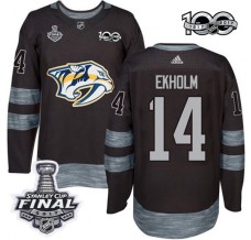 Pánské Dres Nashville Predators Mattias Ekholm 14 2017 Stanley Cup Final 100th Anniversary Patches Černá Authentic