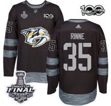 Pánské Dres Nashville Predators Pekka Rinne 35 2017 Stanley Cup Final 100th Anniversary Patches Černá Authentic