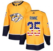 Pánské Dres Nashville Predators Pekka Rinne 35 USA Flag Fashion Zlatá Authentic