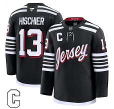 Pánské Dres New Jersey Devils Nico Hischier 13 Captain Patch Černá Premium Alternativní