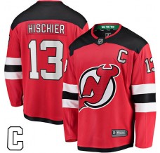 Pánské Dres New Jersey Devils Nico Hischier 13 Captain Patch Červená Breakaway Domácí