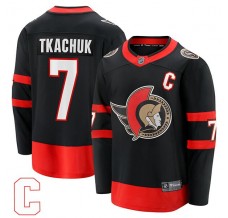 Pánské Dres Ottawa Senators Brady Tkachuk 7 Captain Patch Černá Breakaway Domácí