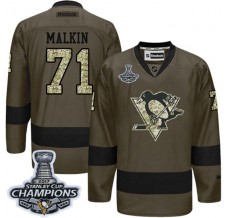 Pánské Dres Pittsburgh Penguins Evgeni Malkin 71 2017 Stanley Cup Champions Patch Maskáčová Zelená Authentic