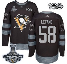 Pánské Dres Pittsburgh Penguins Kris Letang 58 2017 Stanley Cup Champions 100th Anniversary Patches Černá Authentic
