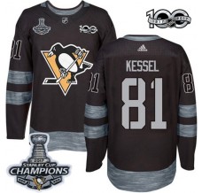 Pánské Dres Pittsburgh Penguins Phil Kessel 81 2017 Stanley Cup Champions 100th Anniversary Patches Černá Authentic