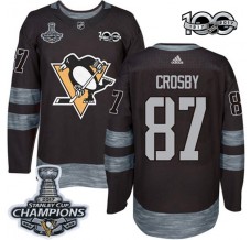Pánské Dres Pittsburgh Penguins Sidney Crosby 87 2017 Stanley Cup Champions 100th Anniversary Patches Černá Authentic