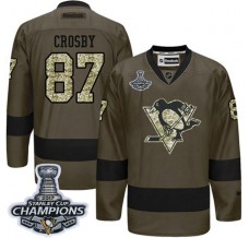 Pánské Dres Pittsburgh Penguins Sidney Crosby 87 2017 Stanley Cup Champions Patch Maskáčová Zelená Authentic