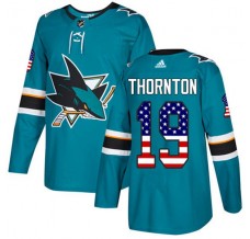 Pánské Dres San Jose Sharks Joe Thornton 19 USA Flag Fashion Tyrkysová Authentic