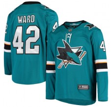 Pánské Dres San Jose Sharks Joel Ward 42 2021-22 Tyrkysová Breakaway Domácí