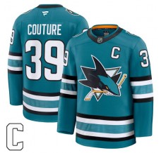 Pánské Dres San Jose Sharks Logan Couture 39 Captain Patch Tyrkysová Premium Domácí