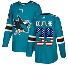 Pánské Dres San Jose Sharks Logan Couture 39 USA Flag Fashion Tyrkysová Authentic