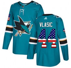 Pánské Dres San Jose Sharks Marc-Edouard Vlasic 44 USA Flag Fashion Tyrkysová Authentic