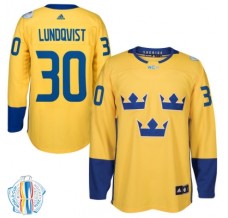 Pánské Dres Švédsko Henrik Lundqvist 30 2016 World Cup of Hockey Žlutá Authentic