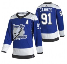 Pánské Dres Tampa Bay Lightning Steven Stamkos 91 2020-21 Reverse Retro Modrá Authentic