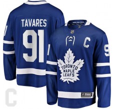Pánské Dres Toronto Maple Leafs John Tavares 91 Captain Patch Modrá Premier Breakaway Domácí