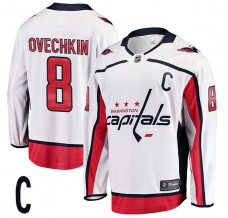 Pánské Dres Washington Capitals Alexander Ovechkin 8 Captain Patch Bílá Breakaway Venkovní