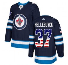 Pánské Dres Winnipeg Jets Connor Hellebuyck 37 USA Flag Fashion Námořnická Modrá Authentic