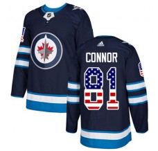 Pánské Dres Winnipeg Jets Kyle Connor 81 USA Flag Fashion Námořnická Modrá Authentic