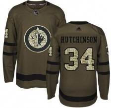Pánské Dres Winnipeg Jets Michael Hutchinson 34 Maskáčová Zelená Authentic